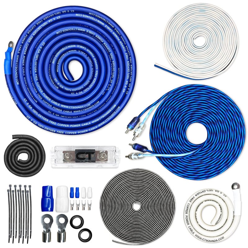 CT Sounds مجموعة تركيب أسلاك مضخم الصوت CT Sounds 1/0 Gauge OFC كاملة، AMPKIT-0GA-ELITE - Image 1